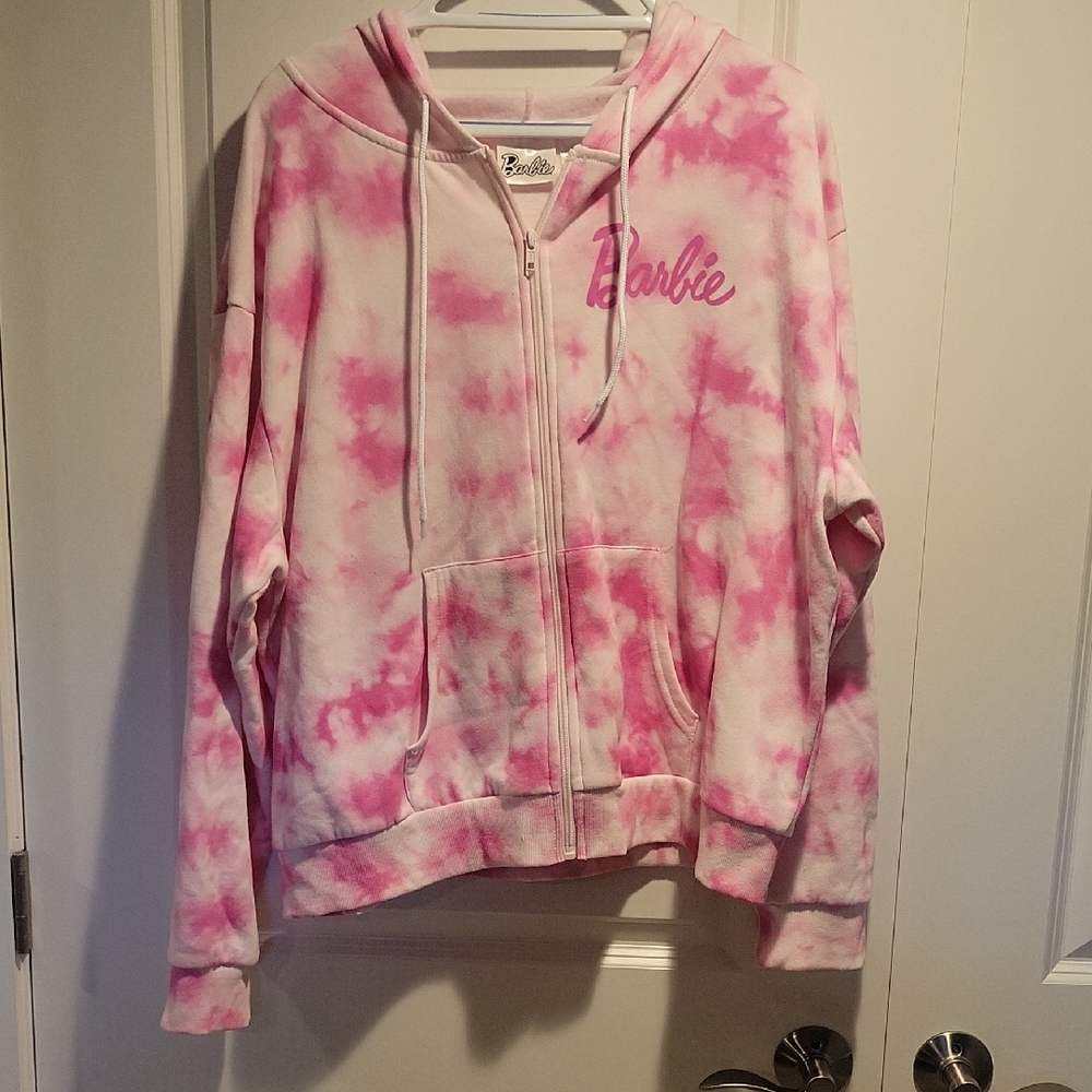 Barbie Pink & White Tie-Dye Zip-Up Hoodie